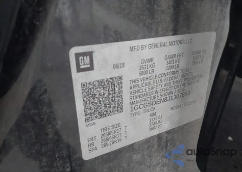 2018 Chevrolet Colorado Z71 из США, поврежденный, VIN 1GCGSDEN8J1307853